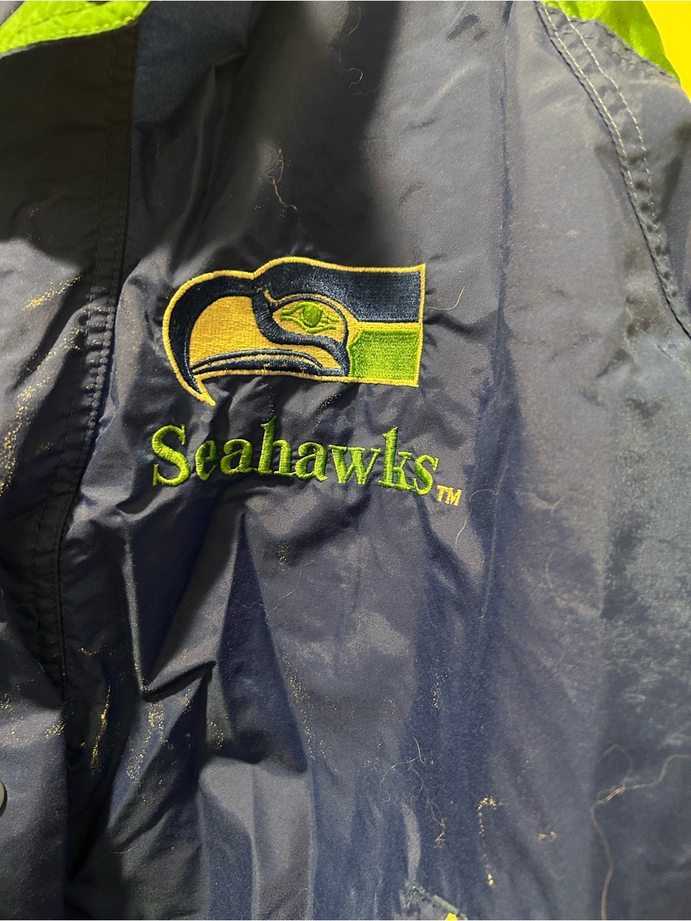 Reebok Navy and Lime Seattle Seahawks Embroidered Jacket - Picture 2 of 6